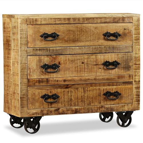 vidaXL Dressoir met 3 lades ruw mangohout