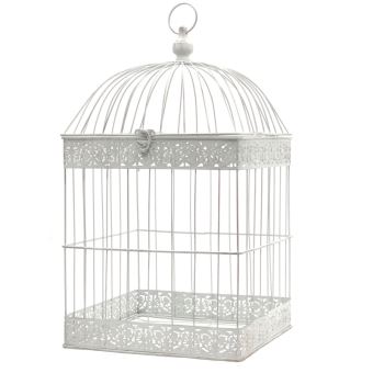 Grande Cage Oiseaux Bougie Carré Blanc 62 Cm X 34 Cm X 34 Cm