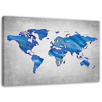 Image Murale Imprimee Tableau Toile Moderne Canevas Carte Du Monde Beton Bleu Fonce 60x40 Achat Prix Fnac