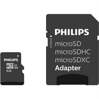 Philips FM08MP45B - Carte mémoire flash (adaptateur microSDHC - SD inclus(e)) - 8 Go - Class 10 - microSDHC UHS-I - 1