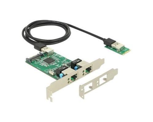 DeLock Converter M.2 Key B+M male > 2 x Gigabit LAN Low Profile Form Factor Adaptateur réseau M.2 2242 profil bas Gigabit…