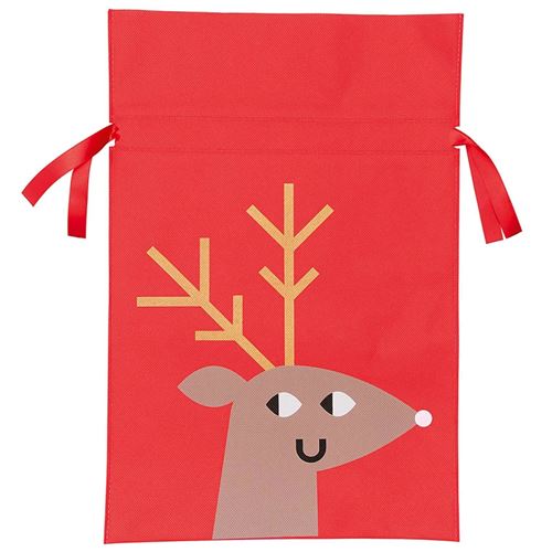 Sac en tissu pour Noël - Grand Format - Renne - 30 x 45 cm