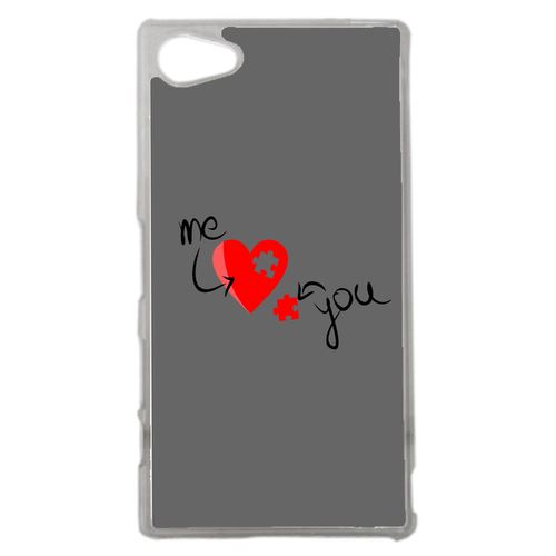 Coque Me Love You Gris Compatible Sony Z5 Compact Transparent