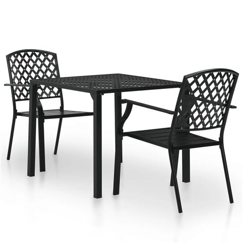 Mobilier de bistro 3 pcs Acier Noir alsa