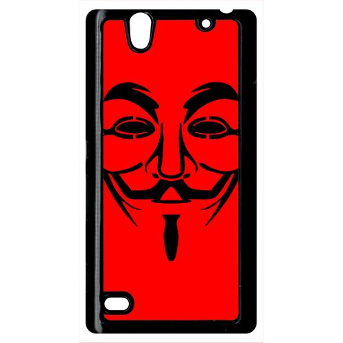 Coque Anonymous Rouge Compatible Sony Xperia C4 Transparent