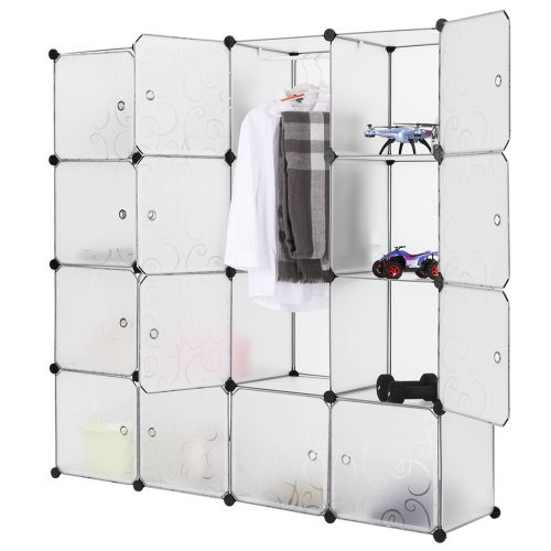 Langria Penderie Modulable Avec Portes 16 Cubes Garde Robe De