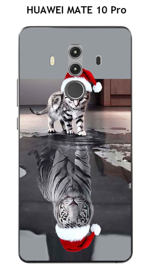 Coque HUAWEI MATE 10 Pro design Chat Tigre Blanc Bonnet