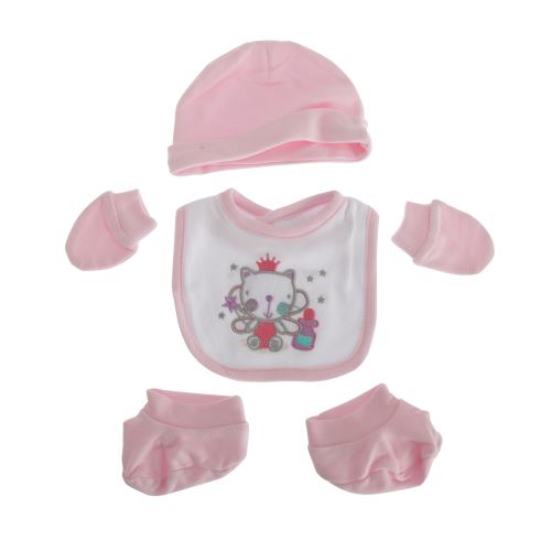 Nursery Time - Ensemble 4 pièces design chat - Bébé fille (Taille unique) (Rose) - UTBABY1395