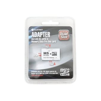 Double Adaptateur CR-5400 carte mémoire micro SD vers Memory Stick PRO Duo  - Blanc (compatible PSP) - ®
