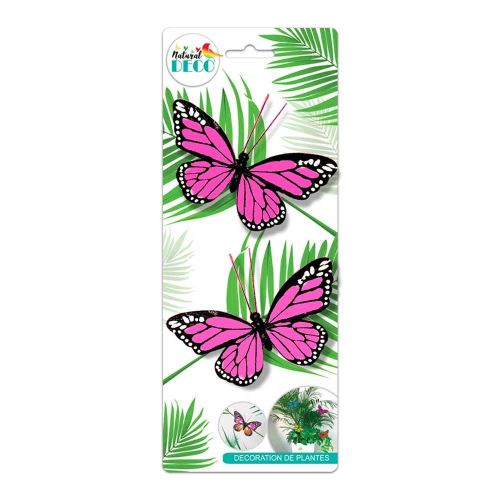Déco Plantes – Lot de 2 Papillons Rose CD3854