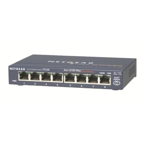 Netgear FS108, Commutateur de réseau non géré, L2, Fast Ethernet (10-100), Full duplex