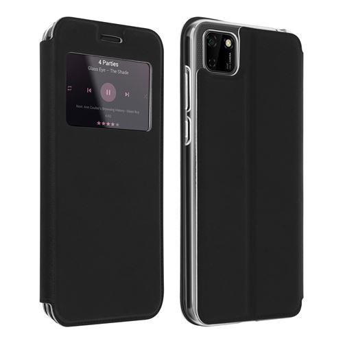 Housse pour Huawei Y5p Fenêtre d'Affichage Porte-carte Support Vidéo Noir