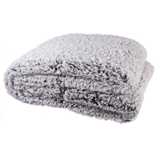 The Home Deco Factory - Plaid en sherpa gris 120 x 150 cm