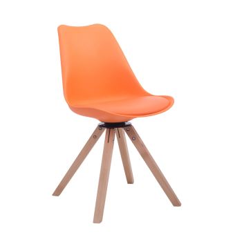 Chaise de salle à manger Troyes Pivotante Piétement en Forme Carrée , Orange/Nature - 1