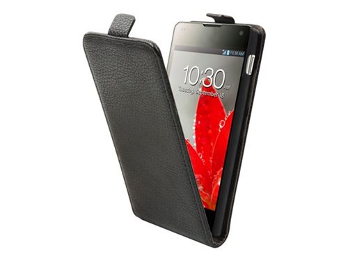 Muvit Slim S - Étui à rabat pour téléphone portable - noir - pour LG Optimus G E970, G E975, G E977