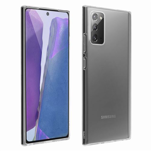 Avizar Coque pour Samsung Galaxy Note 20 Souple et Film Verre Trempé Dureté 9H Transparent contour Noir