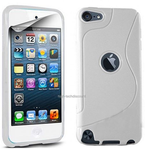 Housse etui coque pochette silicone gel fine pour Apple iPod Touch 7 avec verre trempe - BLANC