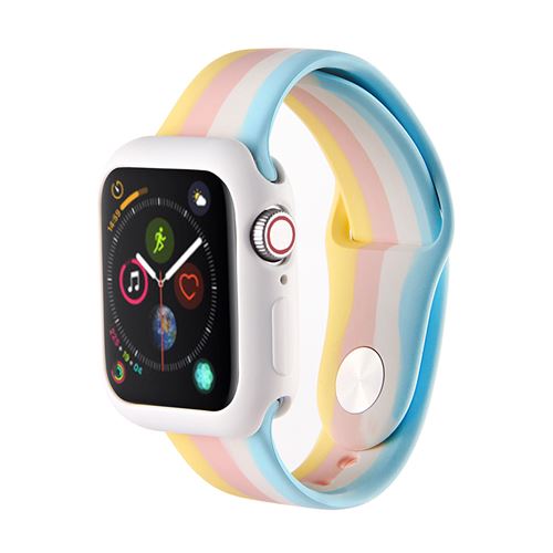 Bracelet en silicone avec coque de protection pour Apple Watch Series 6/ SE/ 5/ 4 44mm - Multicolore#6(Taille S/M)