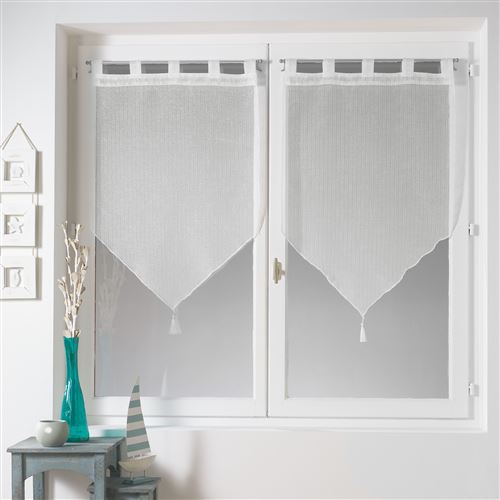 paire pompon passants 2 x 60 x 160 cm voile sable tina