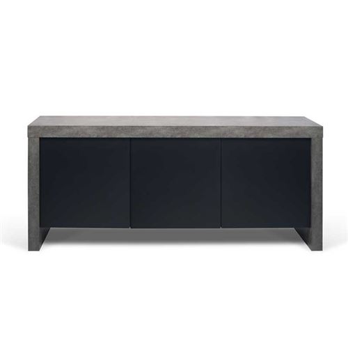 Buffet 3 portes Noir/Béton ciré foncé - HOYZ