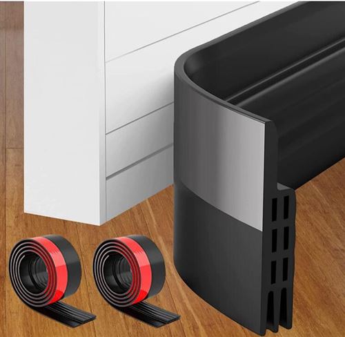 Non Communiqué Noir 2Pcs Bas De Porte Anti-Courant D'air Porte Isolant 100Cm X 5 Cm Adhésif En