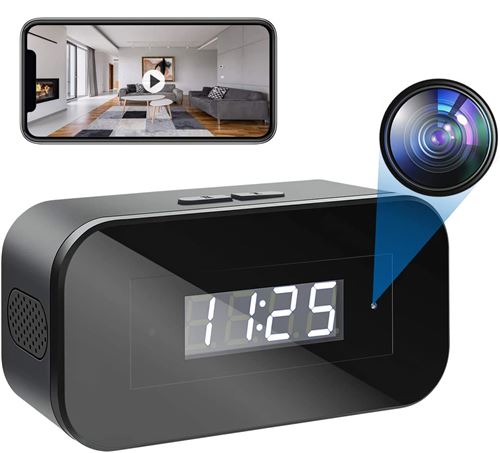 Non Communiqué Réveil Caméra Espion Wifi 1080P Surveillance Nocturne Et Détection De Mouvement + Sd 128Go Yonis