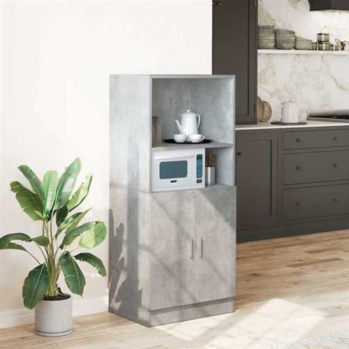 Vidaxl Gris Armoire De Cuisine Béton 57X41,5X131,5 Cm Bois Ingénierie 860124 - Image 3