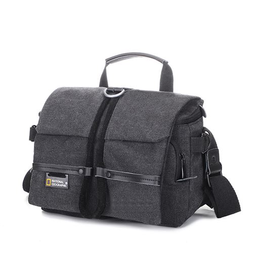 Sac à appareil photo en toile, imperméable, compatible avec Canon 5D4, couleur gris anthracite, dimensions 13×26×19 cm