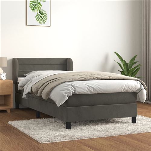 vidaXL Sommier à lattes de lit avec matelas Gris foncé 100x200 cm3127536