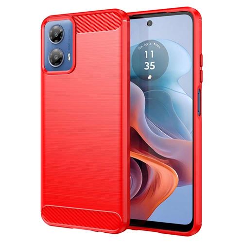 Coque pour Motorola Moto G34 5G - housse etui silicone gel carbone + verre trempe - ROUGE - htdmobiles