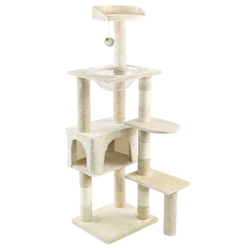 Comparer les prix de Arbre à Chat 138cm avec Griffoir Plateforme Niche et Capsule Spatiale beige