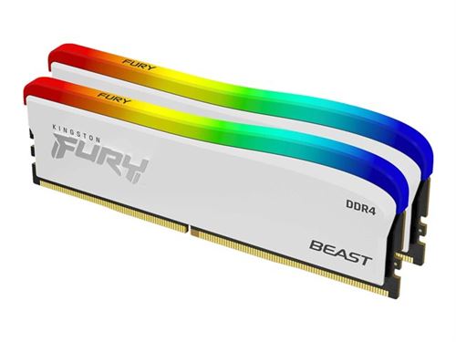 Kingston FURY Beast - Édition spéciale RVB - DDR4 - kit - 16 Go: 2 x 8 Go - DIMM 288 broches - 3600 MHz / PC4-28800 - CL17 - 1.35 V - mémoire sans tampon - non ECC - blanc