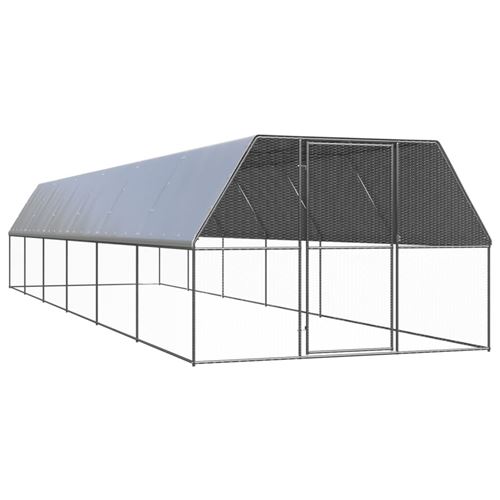 vidaXL Poulailler d'Extérieur 3x12x2 m Acier Galvanisé Cage à Poules Animaux