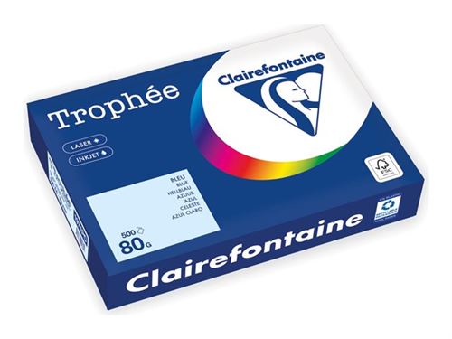 Clairefontaine Trophée - 107 micromètres - bleu - A4 (210 x 297 mm) - 80 g/m² - 500 feuille(s) zéro plastique - papier teinté