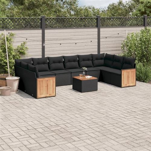 Non Communiqué Noir Salon De Jardin Modulable Vidaxl Resine Tressee 12 Personnes 11 Pieces