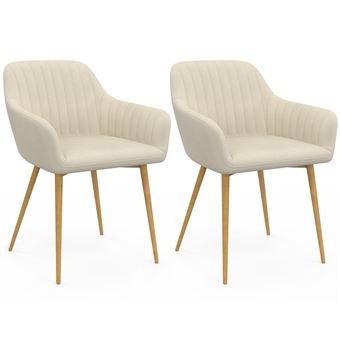 Lot de 6 chaises en velours et acier inoxydable - Beige et pieds dorés Lot de 6 chaises en velours et acier inoxydable - Beige et pieds dorés