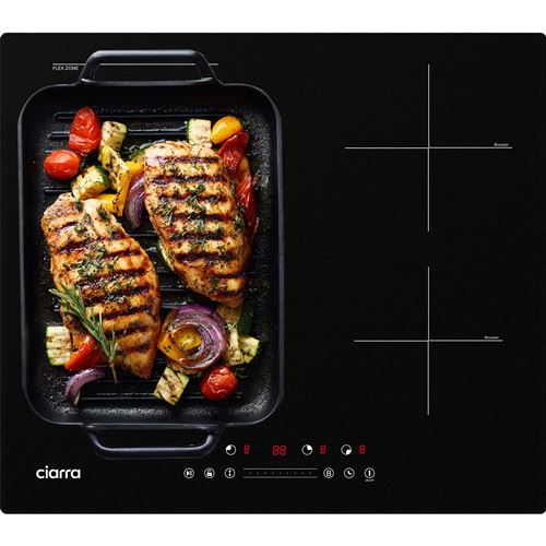 Non Communiqué Noir Ciarra Plaque De Cuisson Encastrable 7200W 4 Foyers 9 Niveaux De Puissance Fonction Booster 1 Flex Zone 59*52Cm Aw4bfbih
