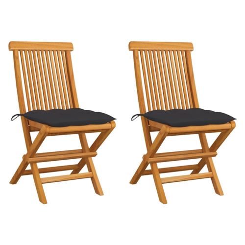 Non Communiqué Anthracite Chaises De Jardin Et Coussins Lot De 2 Bois De Teck