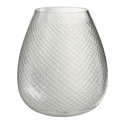Non Communiqué Transparent Vase Design En Verre Carreaux 31Cm