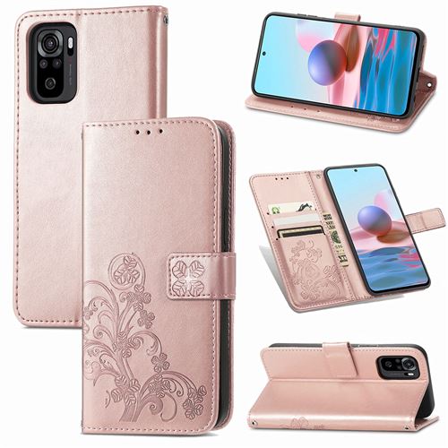 MPFRANCE Housse pour Xiaomi Redmi Note 10 4G Or Rose [Fleur de Lys]
