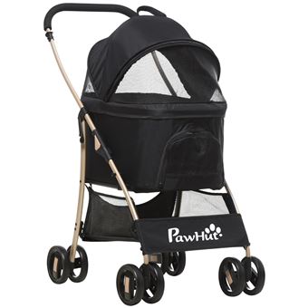 Chariot Chat Portable Poussette Pour Chien/Chat OHMG - Pliable - 4 Roues - Jusqu'à 15kg - Transport Facile Chariot Animal Portable