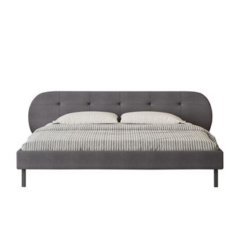 Lit capitonné 140x190cm gris avec tête de lit et sommier TULSA CONCEPT USINE - 1