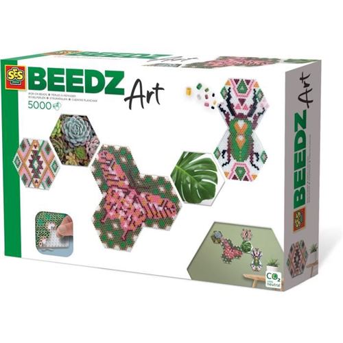 SES Creative- Beedz Art-Hex Tiles botanique, 06021, Various