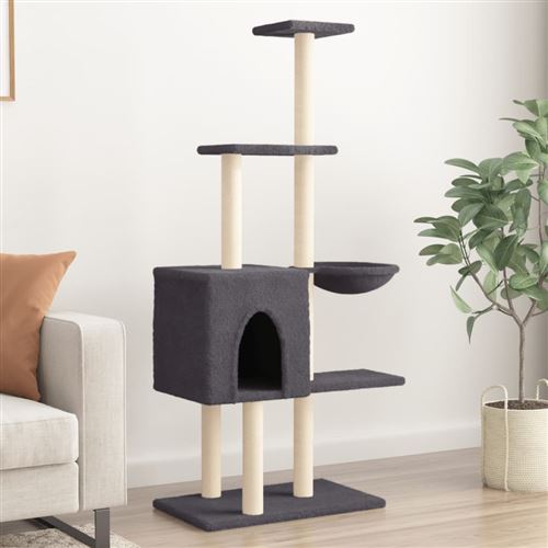 Meilleurs prix pour vidaXL Arbre à Chat avec Griffoirs en Sisal, Tour de Jeux pour Chat avec Poteaux à Griffer, Centre d’Activité pour Chat, Gris Foncé 145 cm