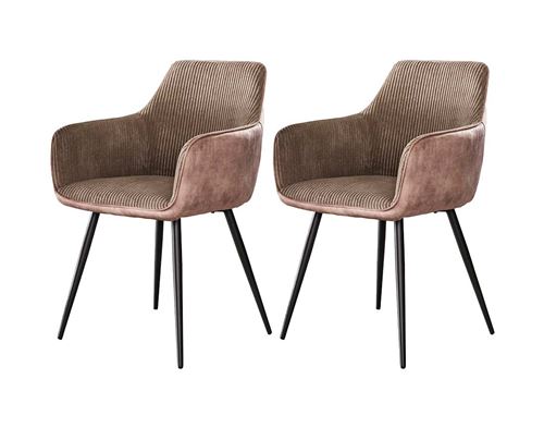 Non Communiqué Taupe Lormi - Lot De 2 Fauteuils - En Velours Côtelé Et Velours