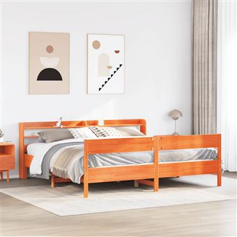 vidaXL Bedframe zonder matras massief grenenhout wasbruin 200x200 cm3306917 - 1