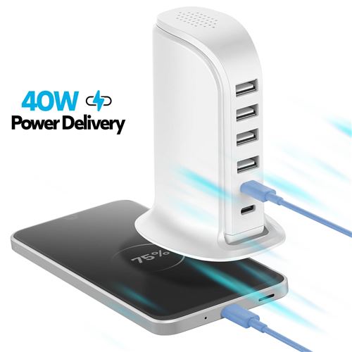 Chargeur Sans Fil 3 En 1 Avec Hub USB - Charge Rapide 10W + 2 Ports USB - Pour Bureau, Maison