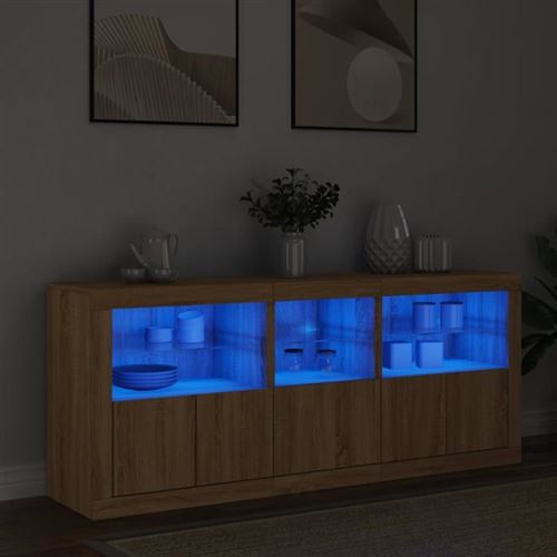 Non Communiqué Marron Vidaxl Buffet Avec Lumières Led, Armoire Avec Porte, Meuble De Rangement, Organisateur De Salle De Séjour Intérieur, 3208997