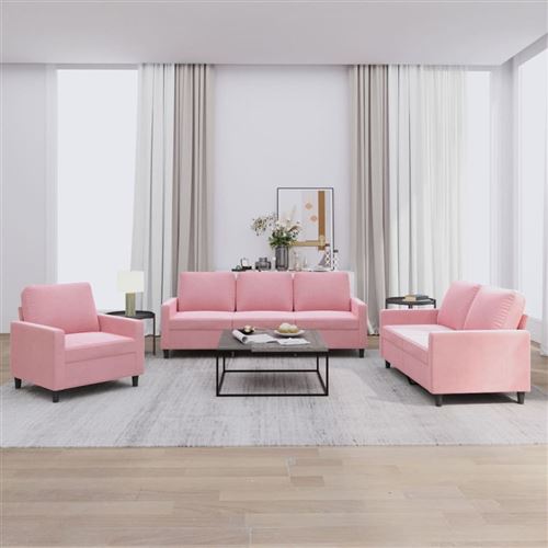 Non Communiqué Rose Vidaxl Ensemble De Canapés 3 Pcs Avec Coussins, Sièges Avec Accoudoirs, Fauteuils De Salon Salle De Séjour Maison, Moderne, Velours