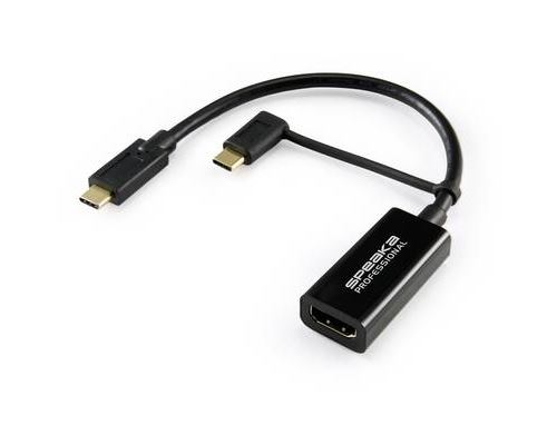 SpeaKa Professional SP-9015340 HDMI Câble adaptateur [1x HDMI femelle - 1x USB-C™ mâle] noir blindage par tresse 15.00 cm